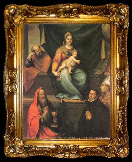 framed  Prado, Blas del The Holy Family with Saints and the Master Alonso de Villegas, ta009-2